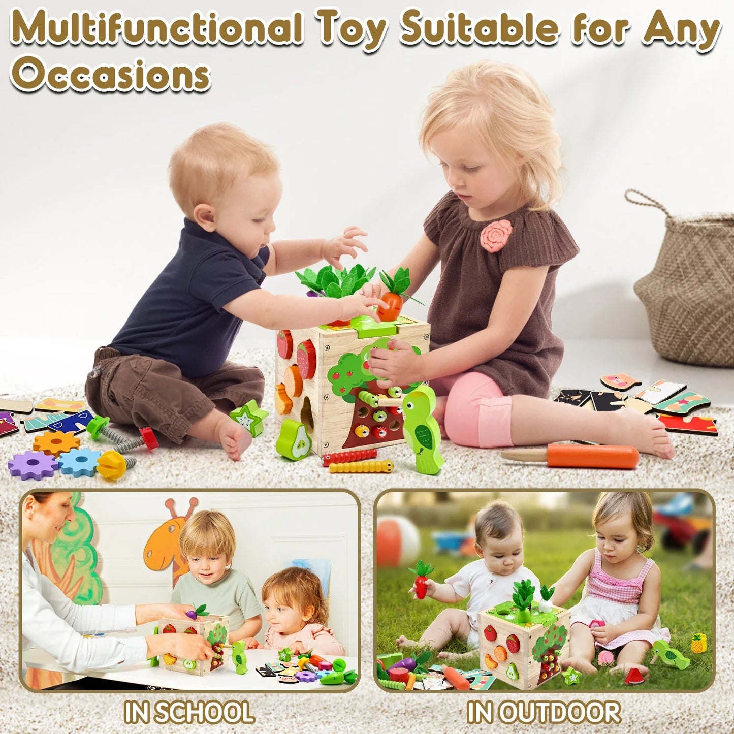 Montessori Wooden Activity Cube