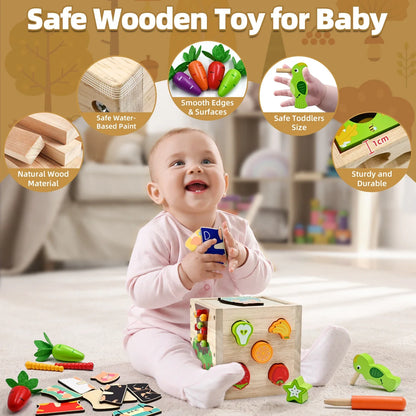 Montessori Wooden Activity Cube