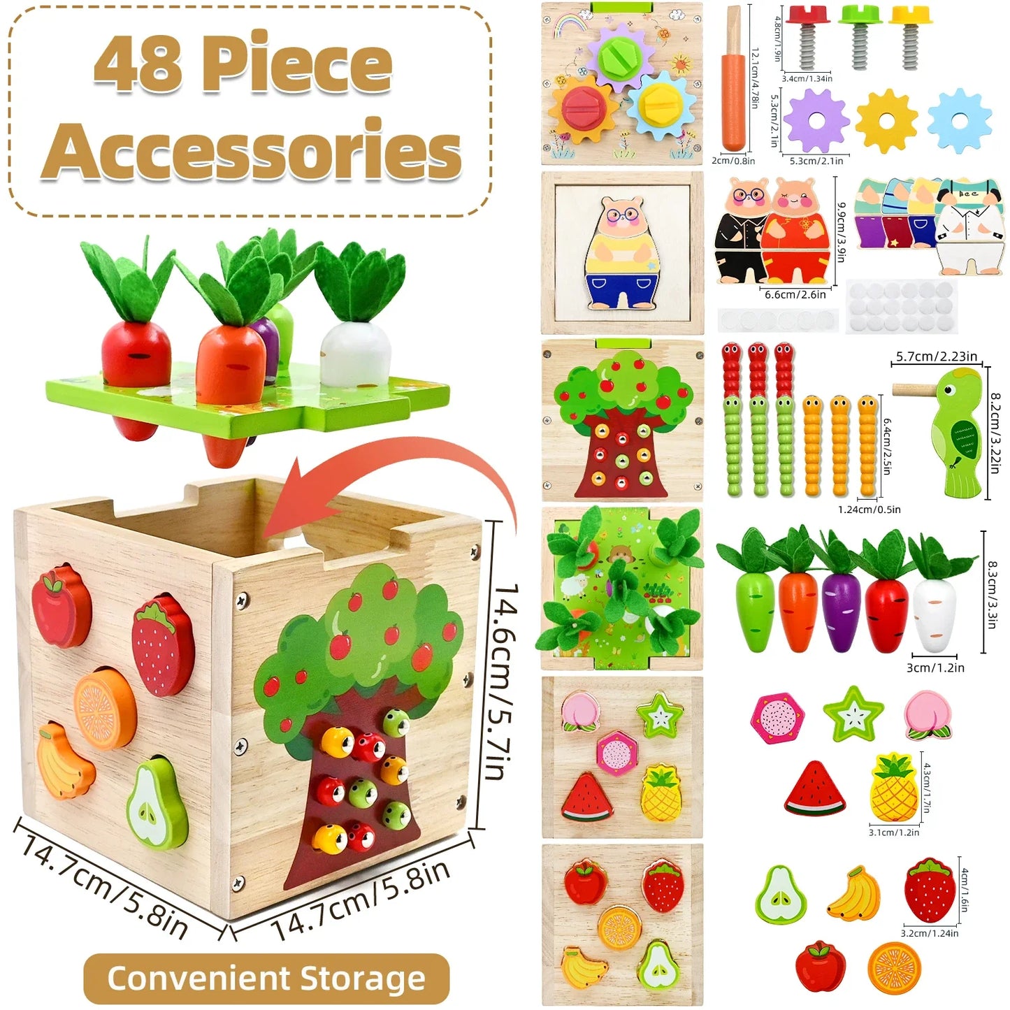 Montessori Wooden Activity Cube