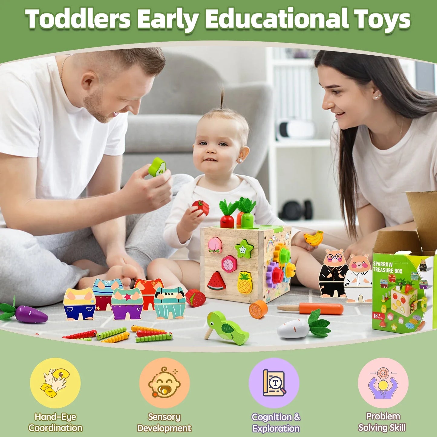 Montessori Wooden Activity Cube