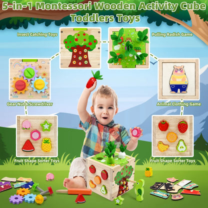 Montessori Wooden Activity Cube